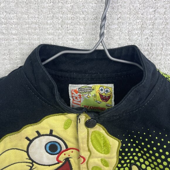 Vintage JH Design x Spongebob Nickelodeon Nascar Jacket Kids 3T Black / Yellow - Picture 4 of 15